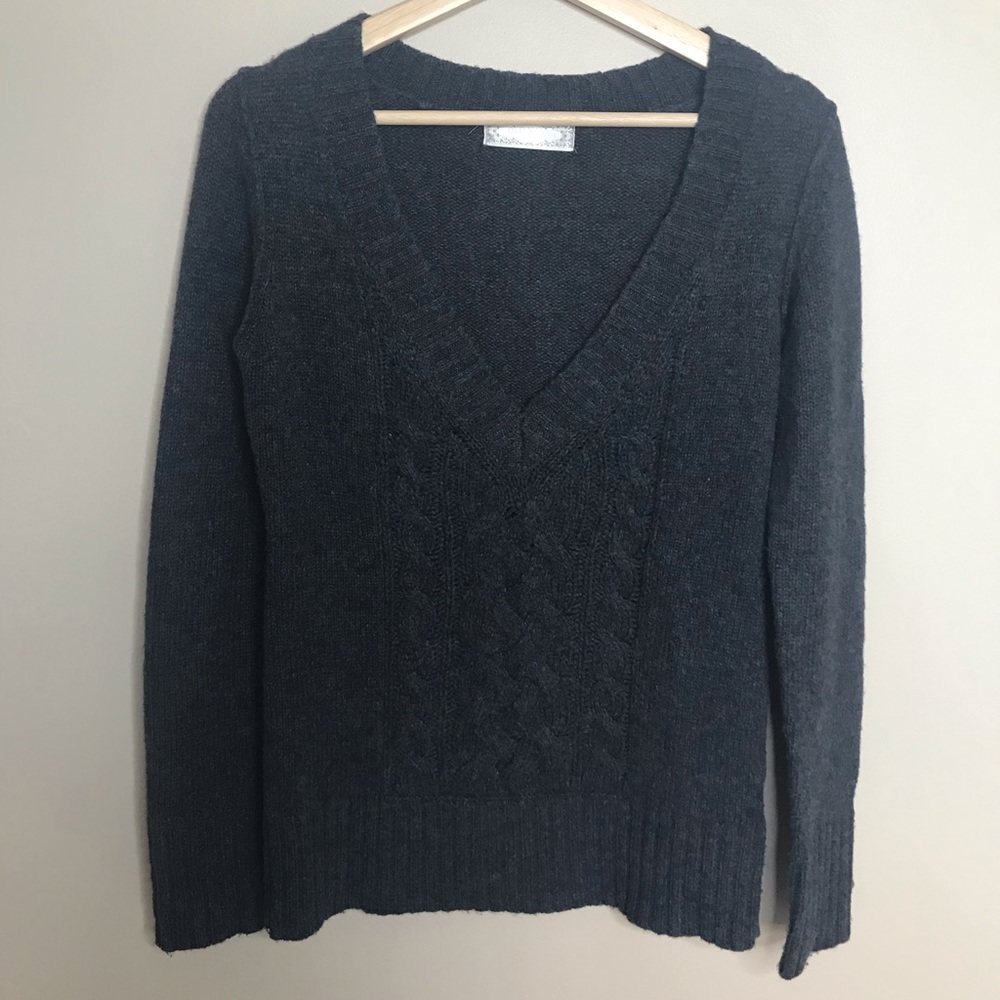 OLD NAVY V Neck Cable Knit Pullover Charcoal Grey